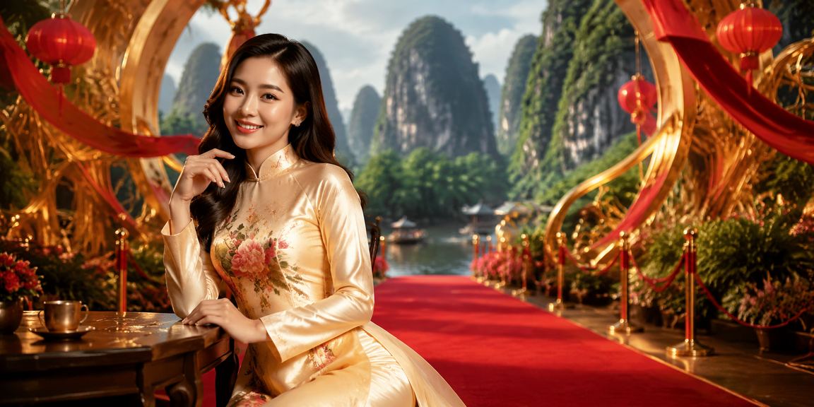 Người phụ nữ mặc áo dài tại Ninh Bình cập nhật ứng dụng cá cược trên điện thoại